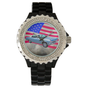 Montre Impala 1965 de Chevy 327 avec le drapeau américai
