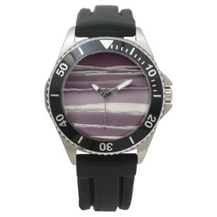 Montre Impression Abstraite violet Rose argent