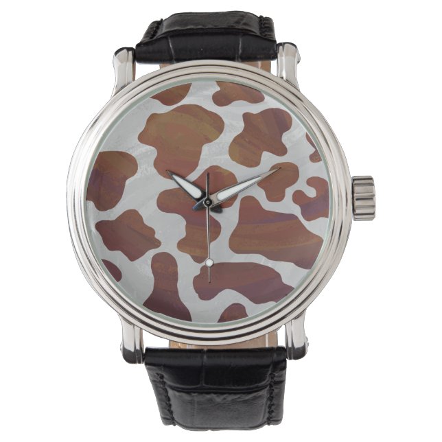Montre Impression Brown et blanche de vache (devant)