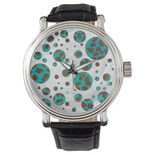 Montre Impression Brown et Turquoise dalmate