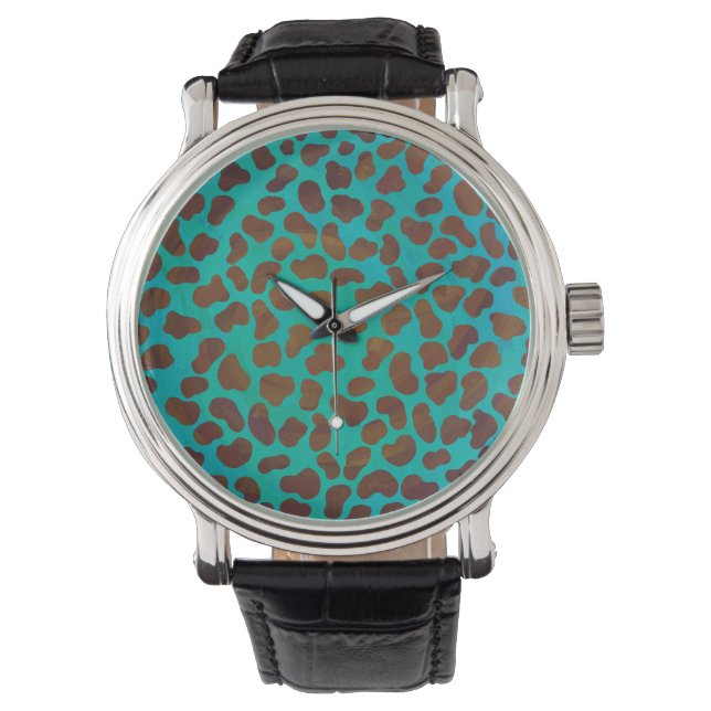 Montre Impression Brown et Turquoise dalmate (devant)