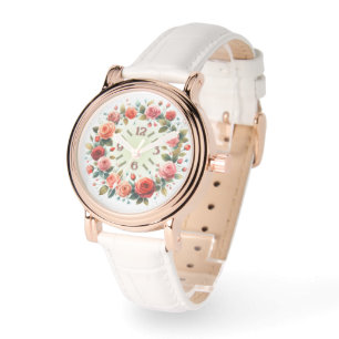 Montre Impression d'art Couronne de roses aquarelle