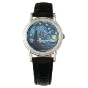 Montre Impression d'art inspirée de la nuit étoilée tourb