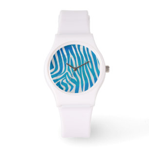 Montre Impression en bleu et blanc Zebra