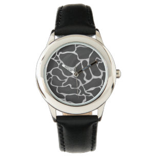 Montre Impression Giraffe noir et gris clair