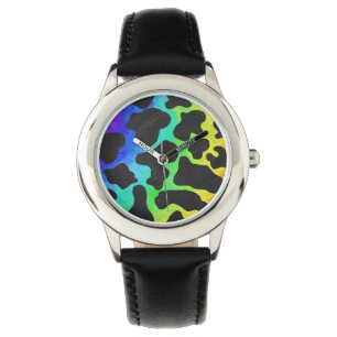 Montre Impression noire et arc-en-ciel de vache