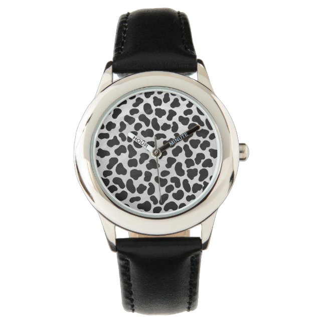 Montre Impression noire et blanche dalmate (devant)