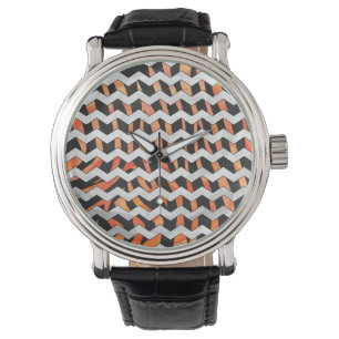 Montre Impression zèbre noir et orange