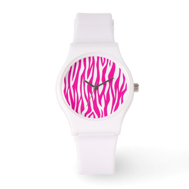 Montre Impression Zèbre rose chaud (Recto)