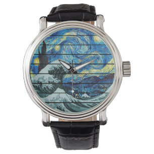 MONTRE IMPRESSIONISME NUIT ÉTOILÉE VAGUE DE KANAGAWA ART