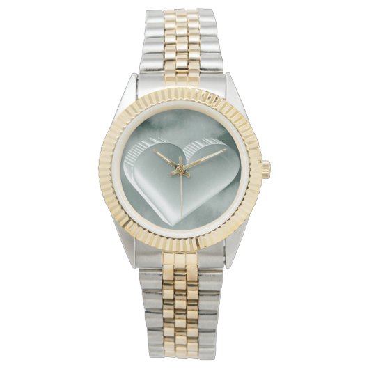 Montre Impressionnant aquarelle originale argent coeur 3D (devant)