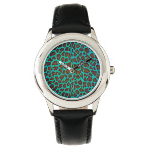 Montre Imprimé marron et sarcelle léopard
