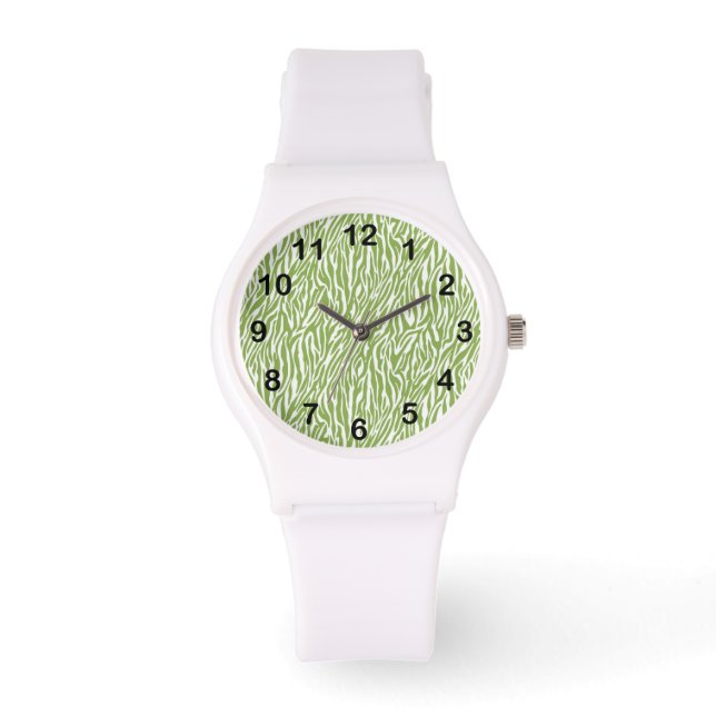 Montre Imprimer Safari vert Zebra (Recto)