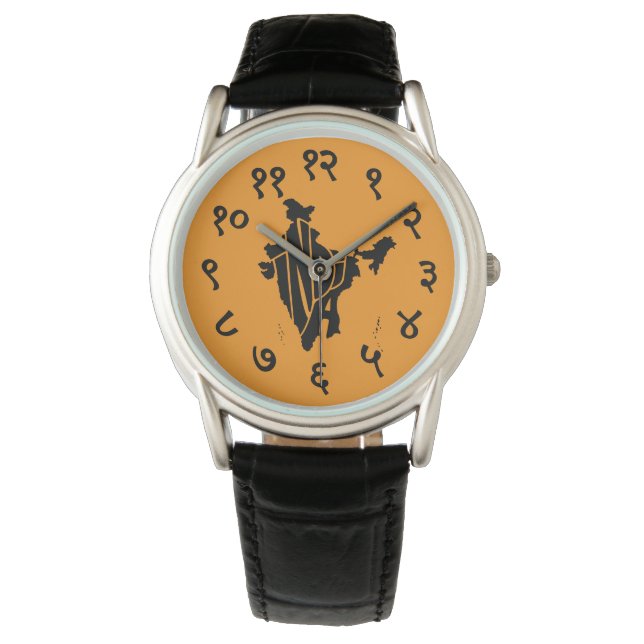 Montre India Devanagari Map Typography Watch (devant)
