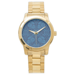 Montre Indigo Blue Floral Faux Lace Motif