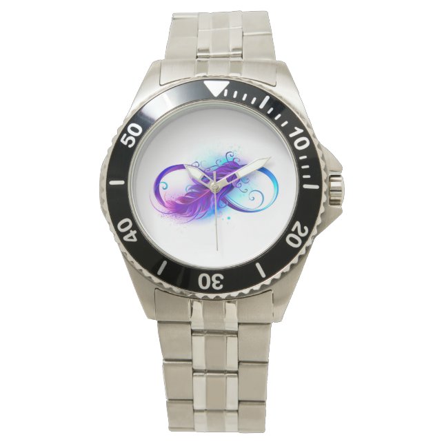 Montre Infini avec plume violette (devant)