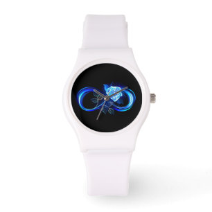 Montre Infini lumineux avec rose bleue