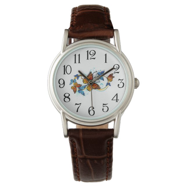 Montre Infinité de papillons monarques (devant)