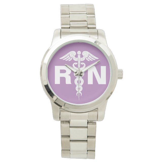 Montre Infirmière autorisée Caduceus Lavender Purple Silv (devant)