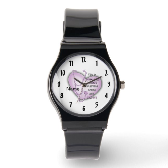 Montre Infirmière du Midwoman du coeur pourpre (Recto)