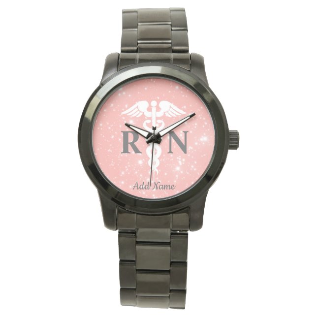 Montre Infirmière inscrite Blush Pink Personnalisé Médica (devant)