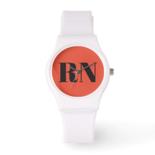 Montre Infirmière moderne RN Orange Terracotta personnali
