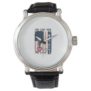 Montre Infirmière Vive Amour Guérir Patriotique Vintage V