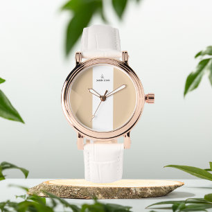 Montre Initiales beige et blanc personnalisées eWatch