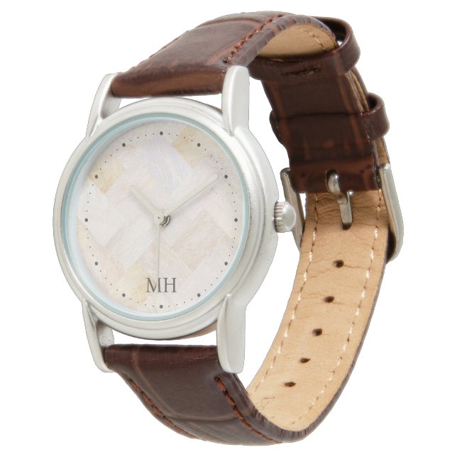 Montre Initiales Monogrammes Classiques Sable Élégant Mod (Incliné)