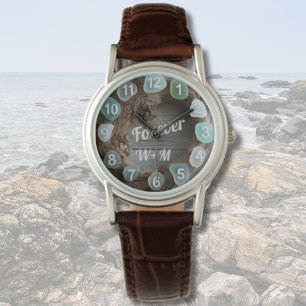 Montre Initiales personnalisées Bois de lit de plage de v