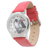 Montre INSÉPARABLES D'HIVER DANS LA NEIGE Dessin noir et (Incliné)