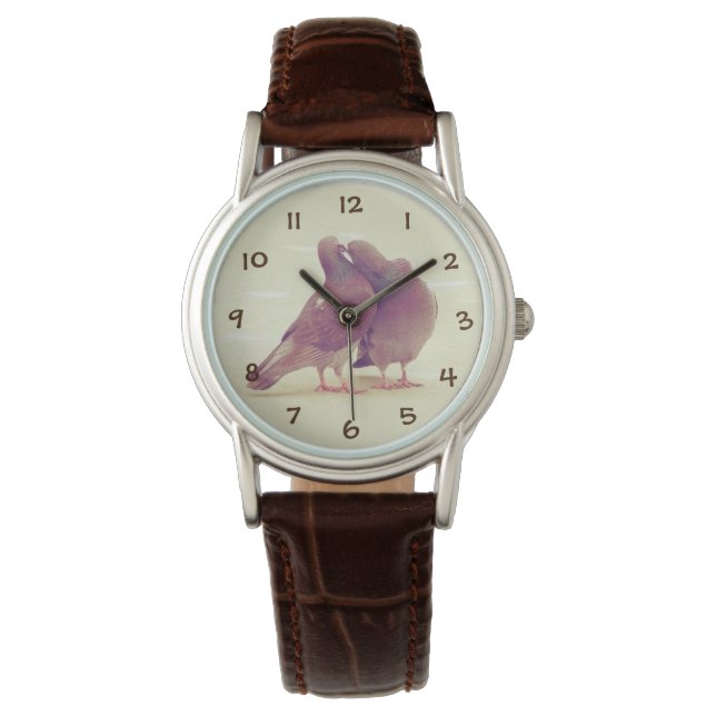 Montre Inséparables rétro embrasser Pigeon (devant)