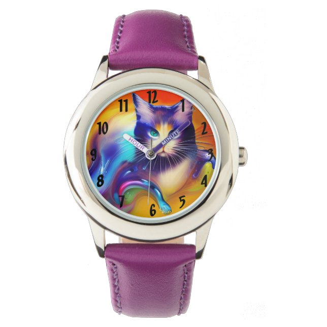 Montre Intelligence artificielle animal chat assis (devant)