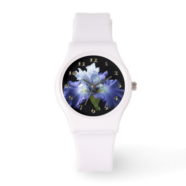 Montre Iris bleu profond et blanc (Recto)