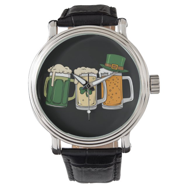 Montre Irish Beer Irlande Drapeau St Patrick's Day Shamro (devant)