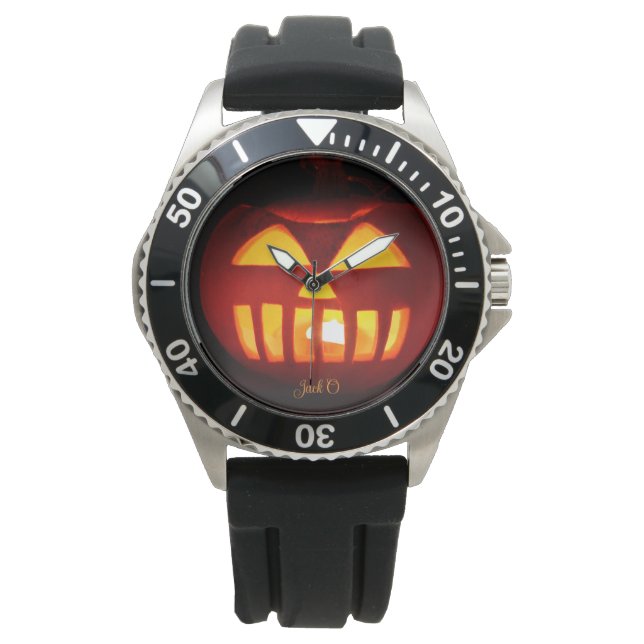 Montre Jack O'Lantern Drôle Lit Citrouille sculpté Hallow (devant)