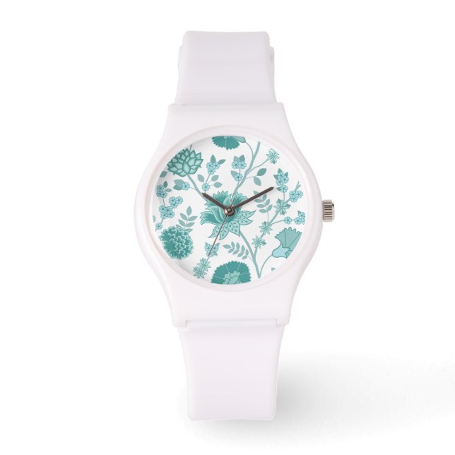 Montre Jacobean Floral Lg Motif Teintures sur blanc (Recto)