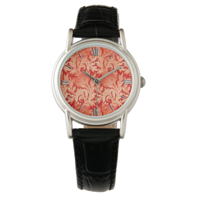 Montre Jacobean Flower Damask, Mandarin et orange clair (devant)