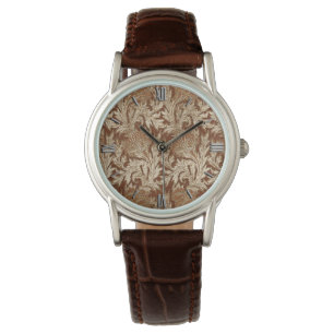 Montre Jacobean Flower Damask, Taupe Tan et Crème