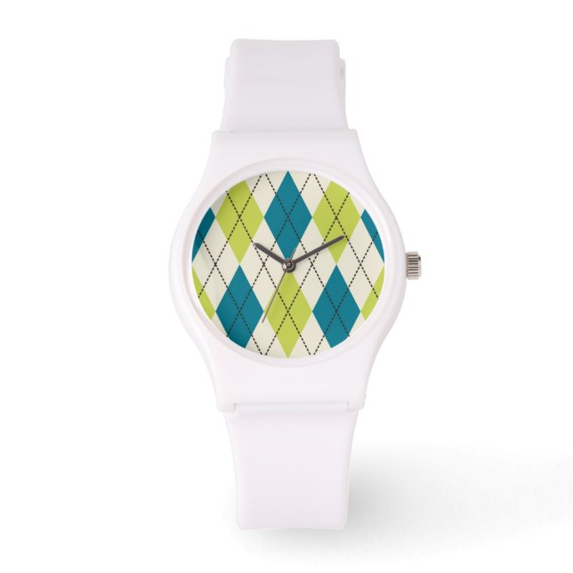Montre Jacquard Bleu Et Vert (Recto)
