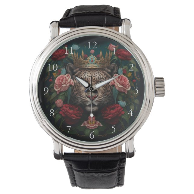 Montre Jaguar with Crown in Flowers Painting            (devant)