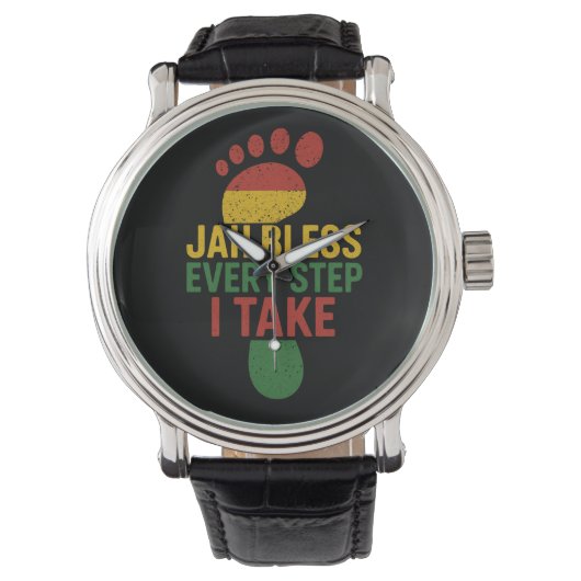 Montre Jah Bless Every Step I take Rastafarian Flag Rasta (devant)