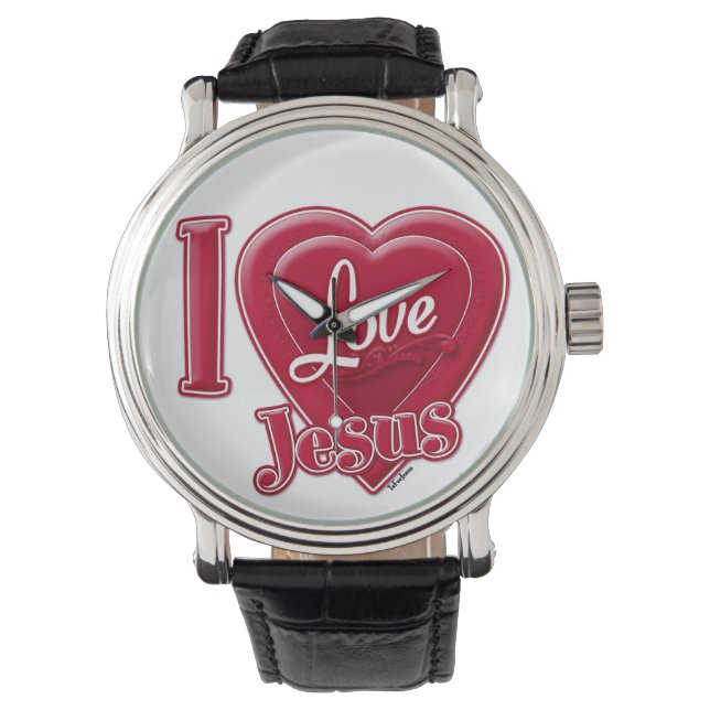 Montre J'aime Jésus Coeur Rouge (devant)