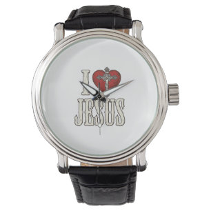 Montre J'aime Jésus Gravure Vintage Design de T-shirt de 