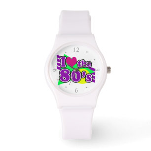 Montre J'aime la partie au néon géométrique d'années 