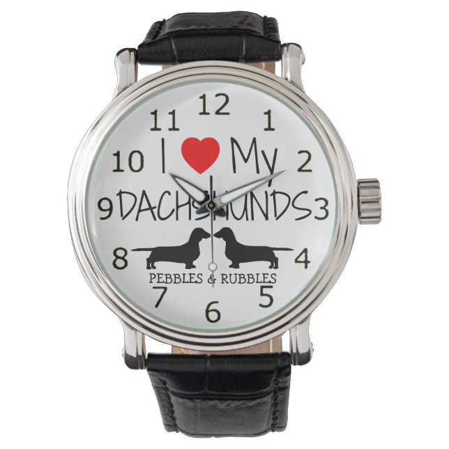 Montre J'Aime Mes Deux Dachshunds (devant)