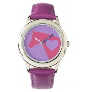 Montre J'aime mon cheval en rose et violet Watch