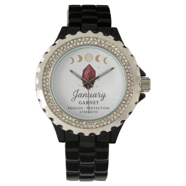 Montre Janvier Birthstone Watch - Garnet Crystal Design f (devant)