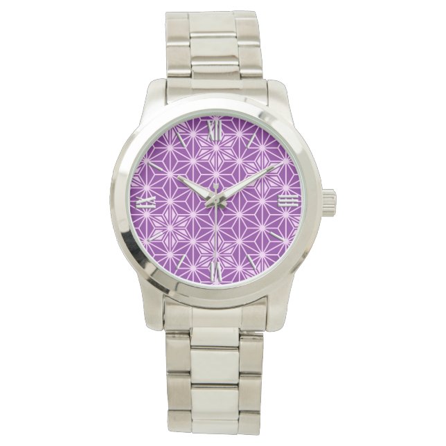 Montre Japonais Asanoha motif - améthyste violet (devant)