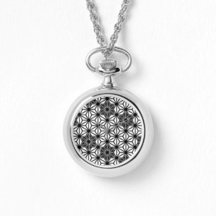 Montre Japonais Asanoha motif - blanc et noir
